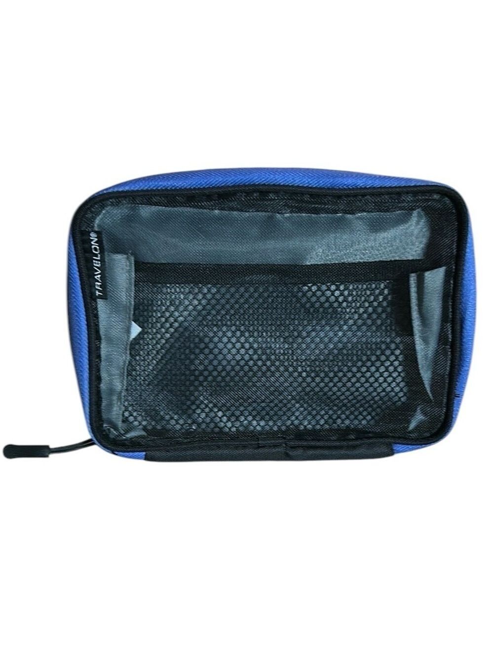 Travelon Nylon and Mesh Cosmetic Bag Makeup Case in Blue and Black